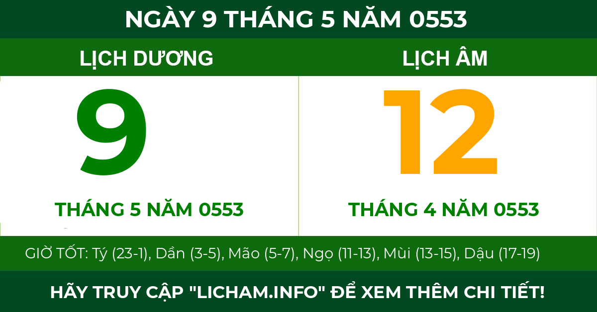 lịch âm ngày 9 tháng 5 năm 0553