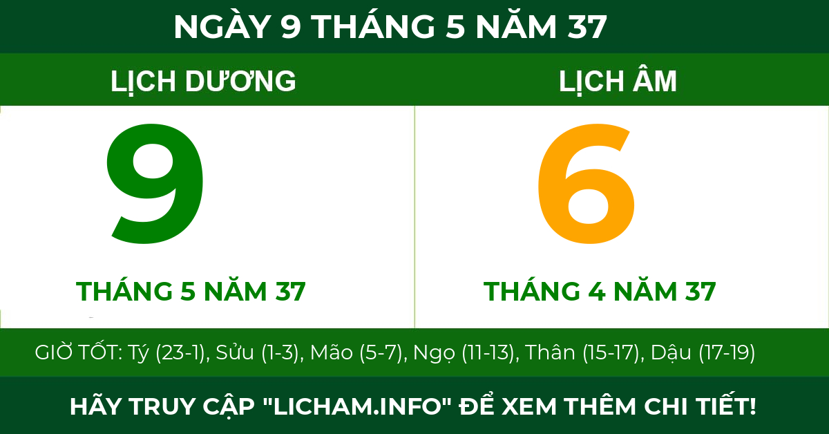 lịch âm ngày 9 tháng 5 năm 37