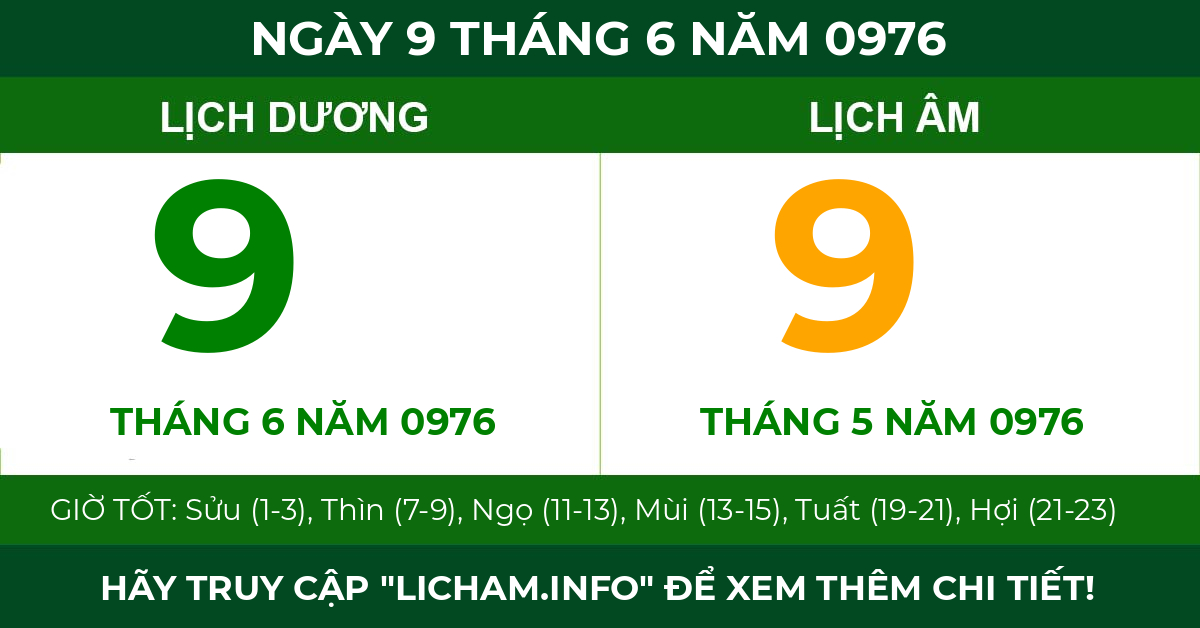 lịch âm ngày 9 tháng 6 năm 0976