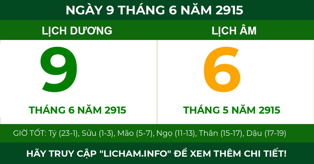 lịch âm ngày 9 tháng 6 năm 2915