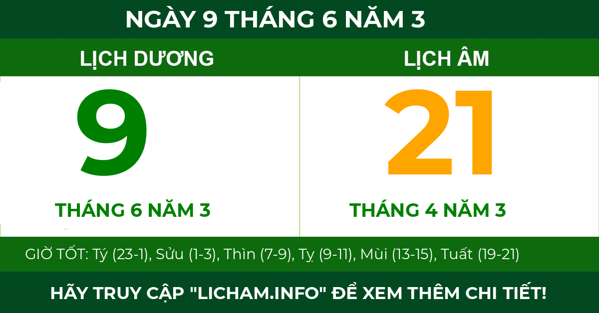 lịch âm ngày 9 tháng 6 năm 3