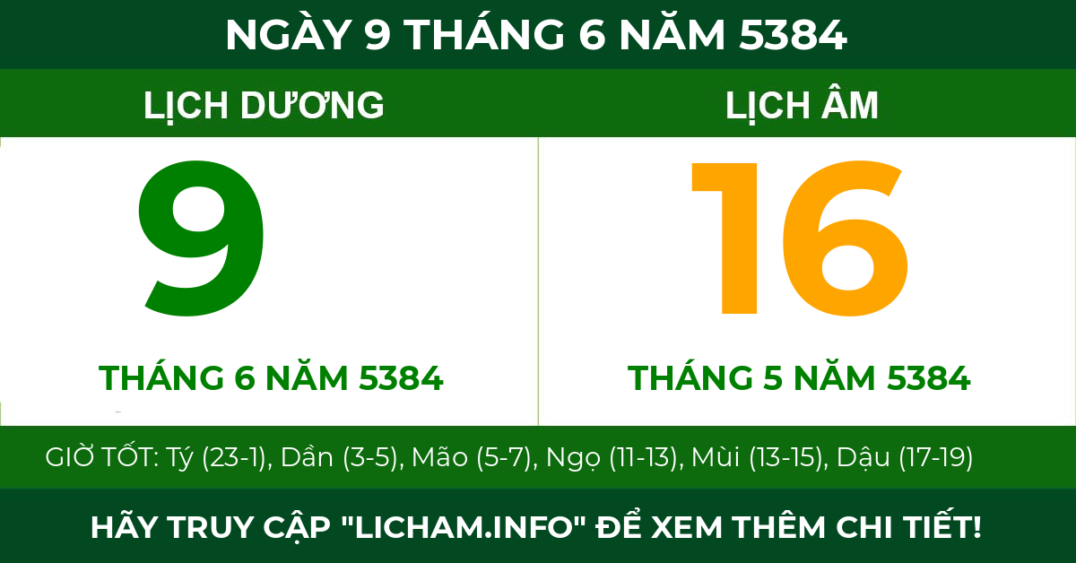 lịch âm ngày 9 tháng 6 năm 5384