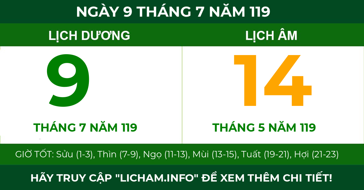 lịch âm ngày 9 tháng 7 năm 119