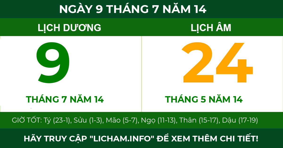 lịch âm ngày 9 tháng 7 năm 14