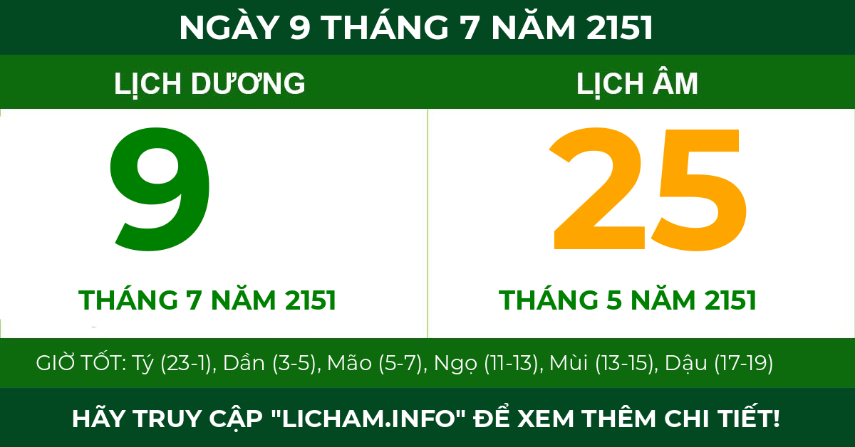 lịch âm ngày 9 tháng 7 năm 2151