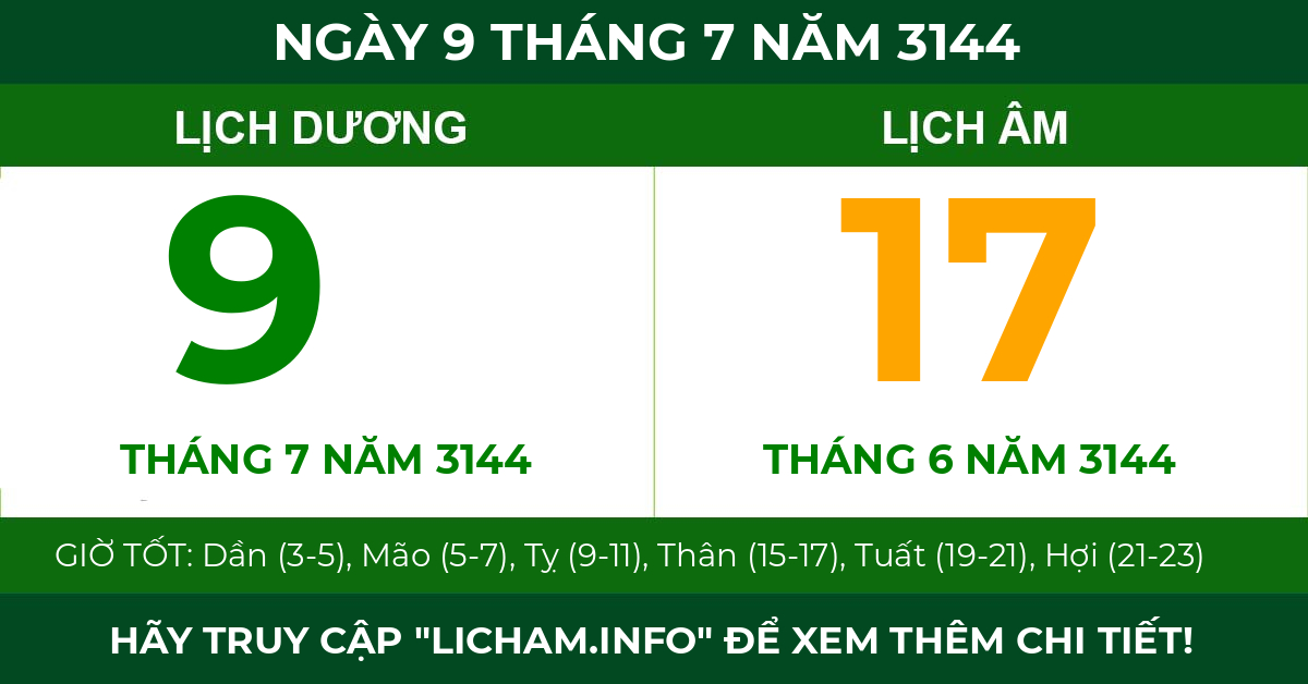 lịch âm ngày 9 tháng 7 năm 3144