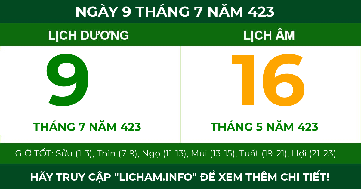 lịch âm ngày 9 tháng 7 năm 423
