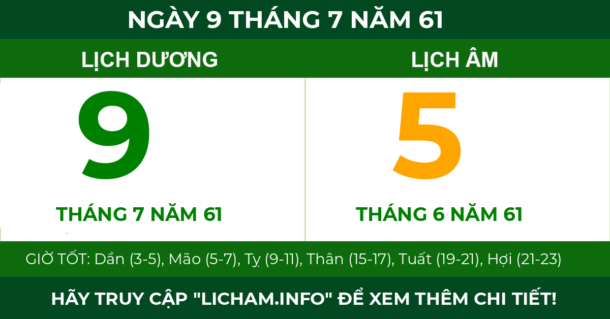 lịch âm ngày 9 tháng 7 năm 61