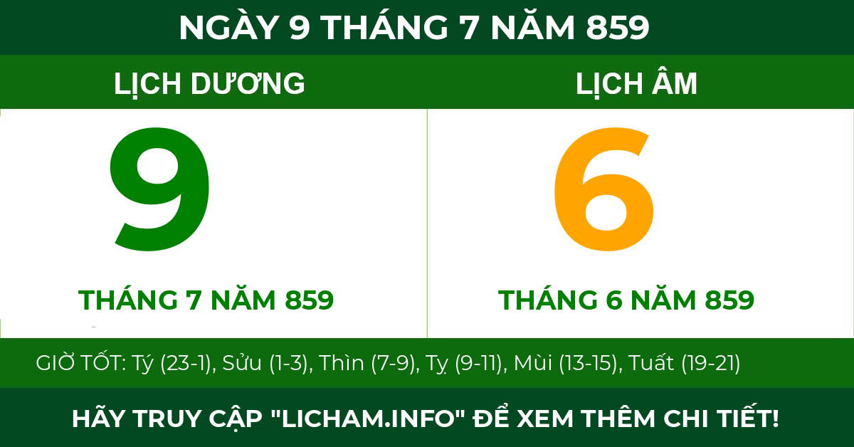 lịch âm ngày 9 tháng 7 năm 859