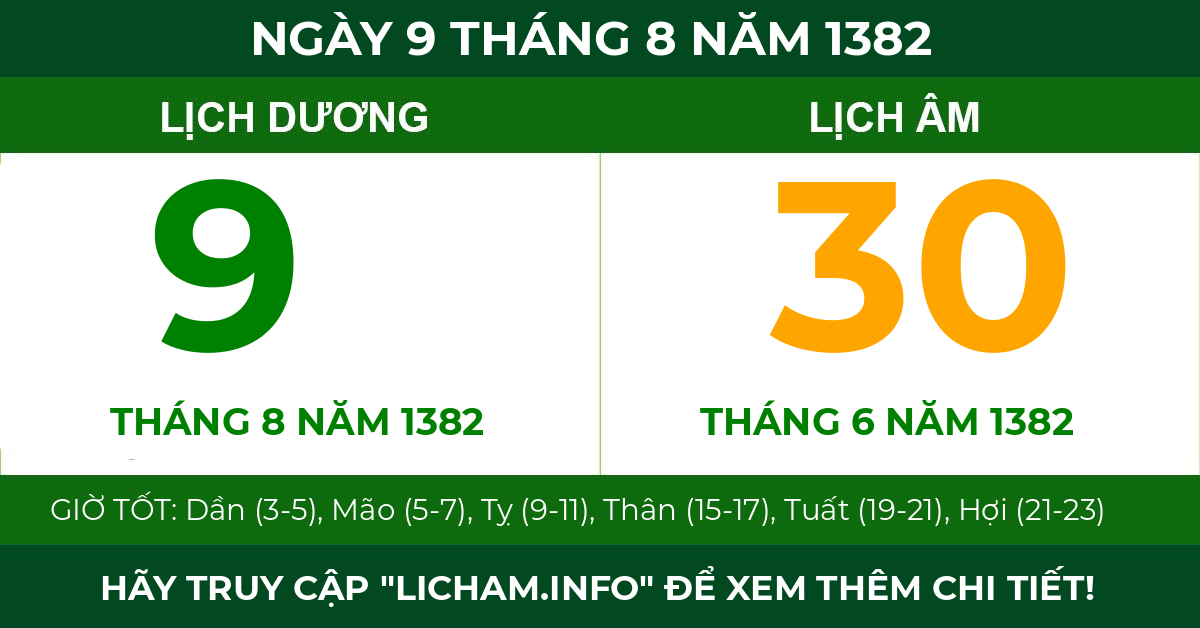 lịch âm ngày 9 tháng 8 năm 1382