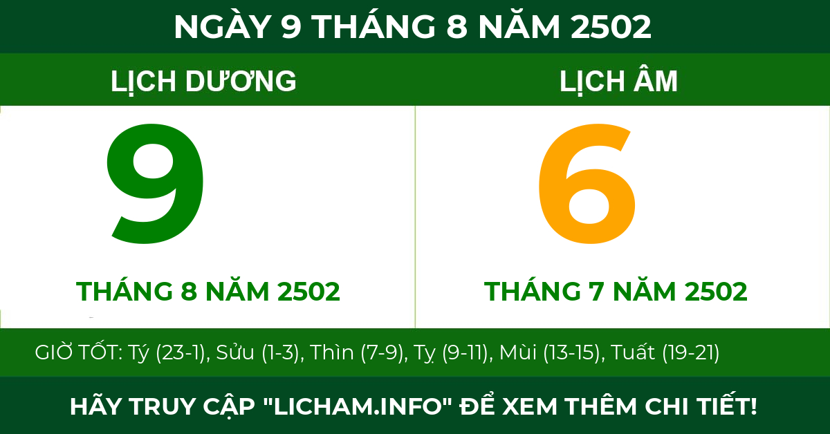lịch âm ngày 9 tháng 8 năm 2502