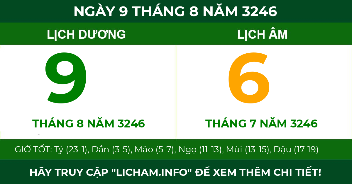 lịch âm ngày 9 tháng 8 năm 3246