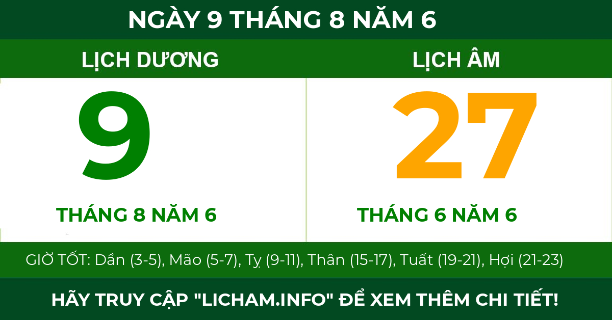 lịch âm ngày 9 tháng 8 năm 6