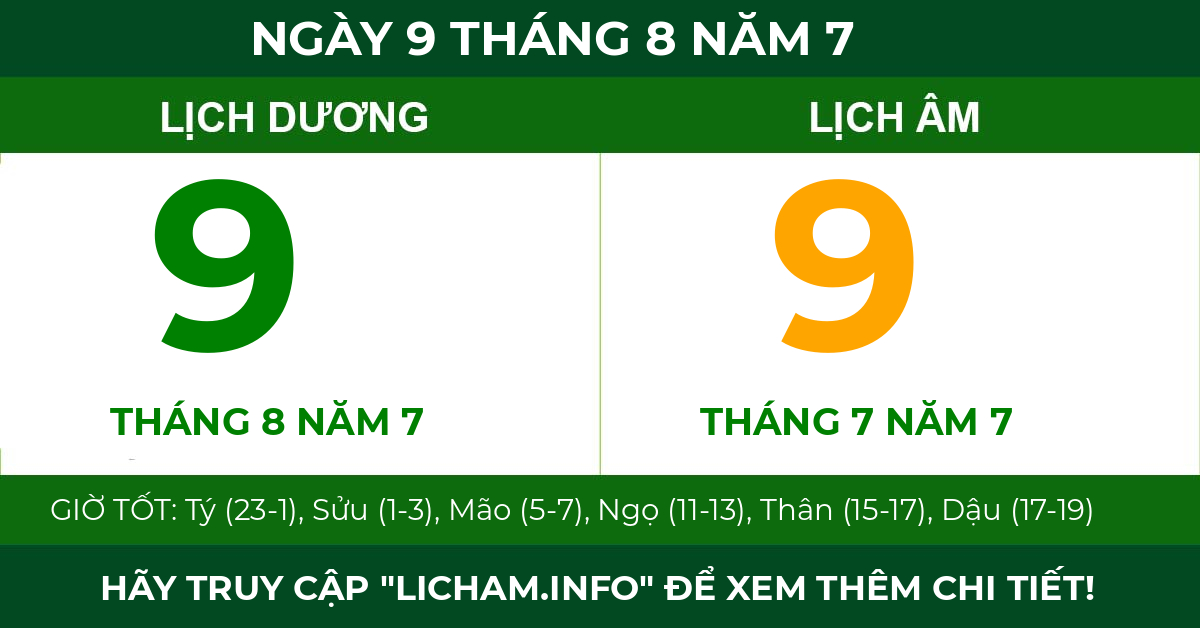 lịch âm ngày 9 tháng 8 năm 7