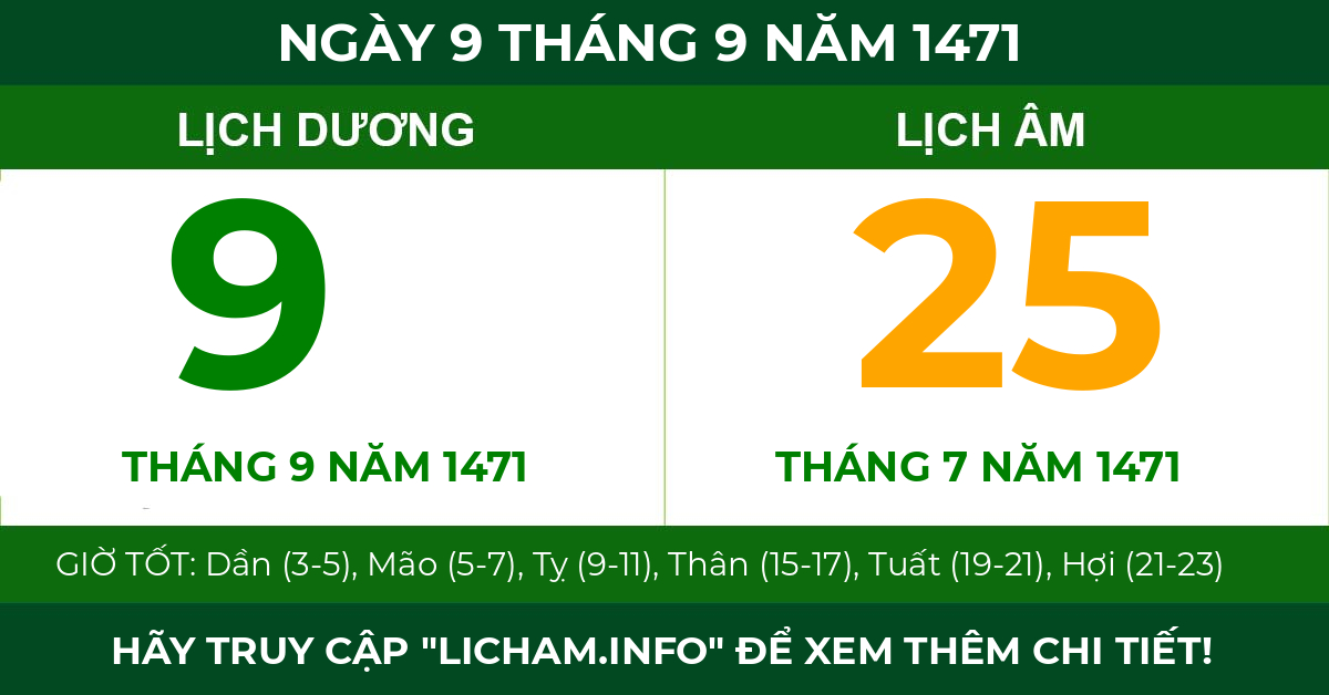 lịch âm ngày 9 tháng 9 năm 1471