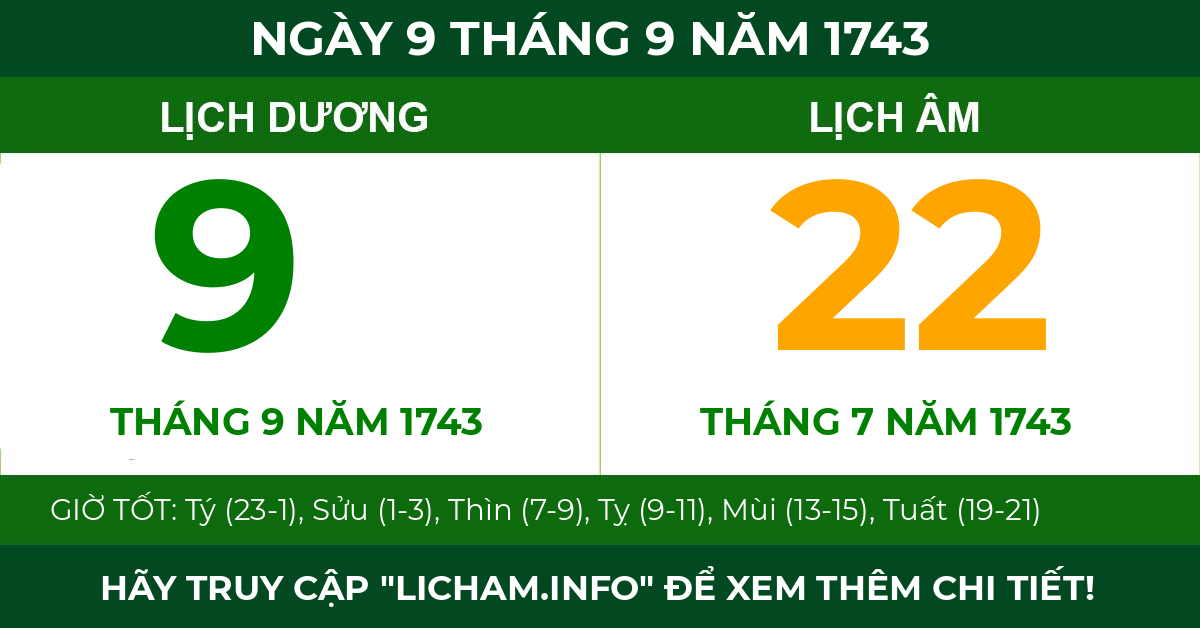 lịch âm ngày 9 tháng 9 năm 1743