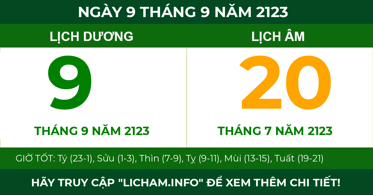 lịch âm ngày 9 tháng 9 năm 2123