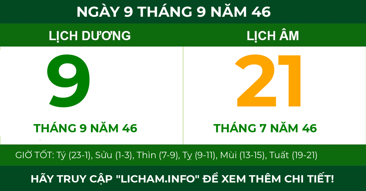 lịch âm ngày 9 tháng 9 năm 46